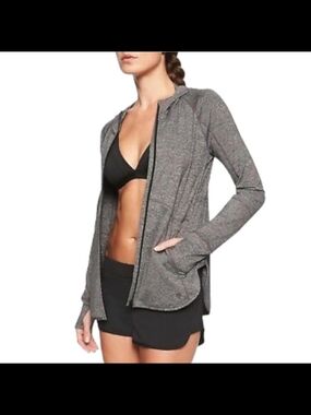 Athleta Gray Zip-Up Hooded Active Jacket